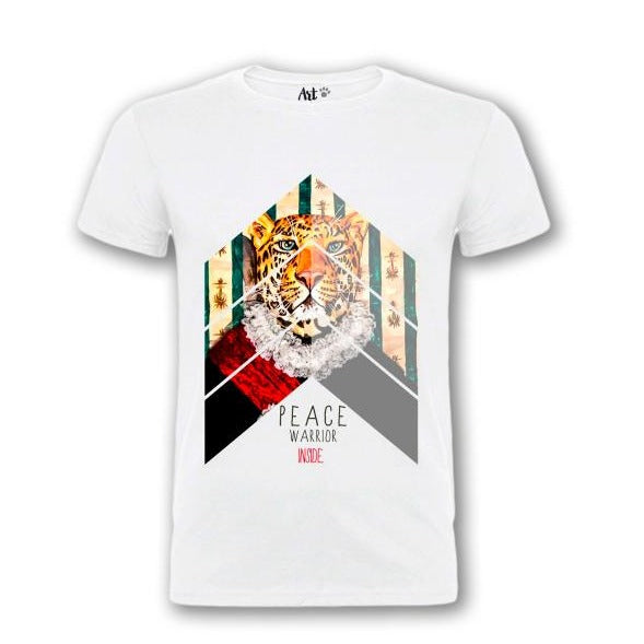 Camiseta  El guepardo de la mano en el pecho de Art Animalty (Letra)