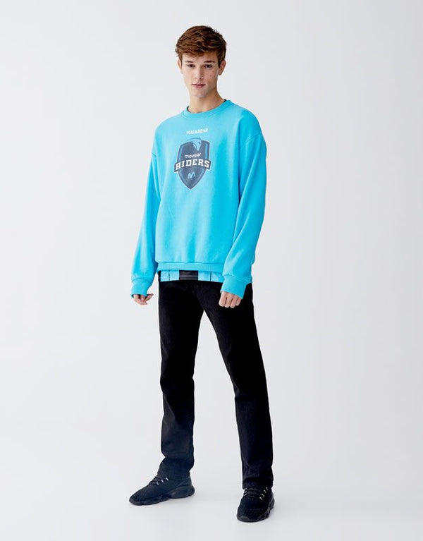 Sudadera pull and bear azul deals