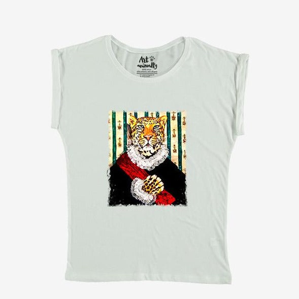 Camiseta El guepardo de la mano en el pecho de Art Animalty (mujer)