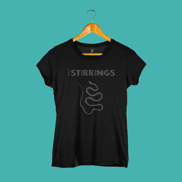 Camiseta The Stirrings  mujer negra logo gris